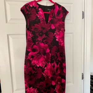 Black and pink floral midi dress